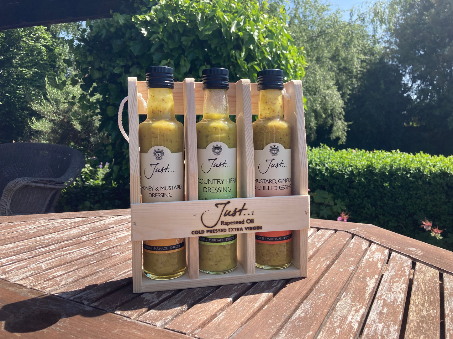 Just Salad Days Cruet Set - Honey & Mustard, Country Herb, Mustard, Chilli & Ginger 250ml (Set of 3)