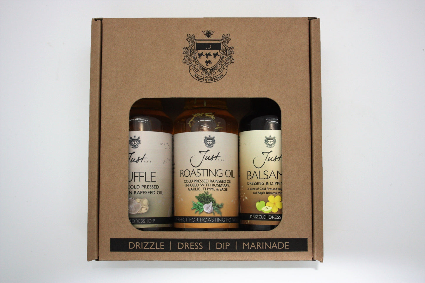 Just Cook's Gift Pack - Truffle, Balsamic and Roasting Infused Cold-Pressed Rapeseed Oil 100ml (Pack of 3)