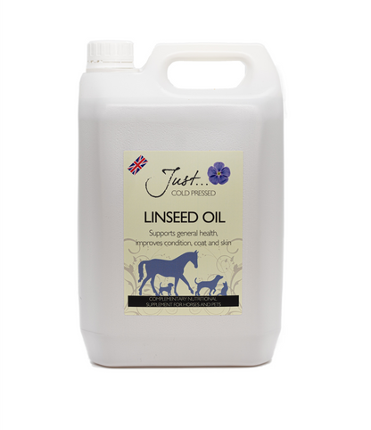 Just Cold Pressed Linseed (Flax) Oil - Natural Supplement for Horses, Dogs and Cats 5 Litre