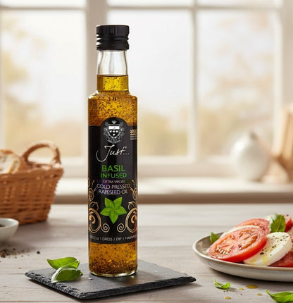 Just Basil Infused Cold Pressed Rapeseed Oil 250ml (Case of 6)