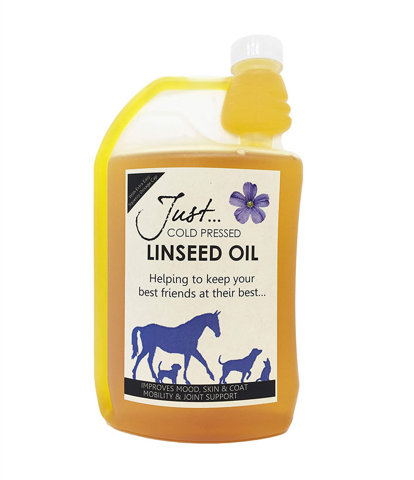 Just Linseed Oil - Natural Pet Supplement - British Cold Pressed Extra Virgin Linseed (Flaxseed) Oil 1 Litre