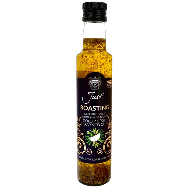 Just Roasting Infused Cold Pressed Rapeseed Oil with Garlic, Rosemary, Thyme and Sage 250ml (Case of 6)