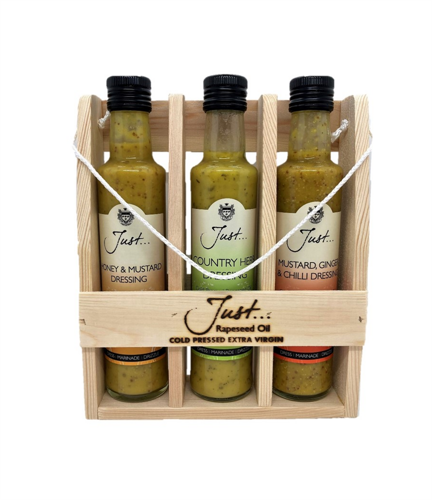 Just Salad Days Cruet Set - Honey & Mustard, Country Herb, Mustard, Chilli & Ginger 250ml (Set of 3)