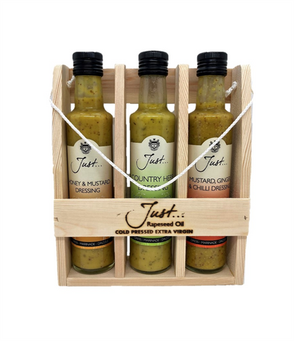 Just Salad Days Cruet Set - Honey & Mustard, Country Herb, Mustard, Chilli & Ginger 250ml (Set of 3)